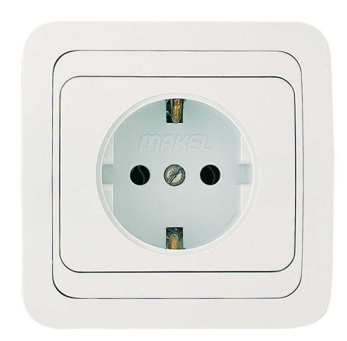 Mimoza Розетка с заземлением белая/белая (12028)