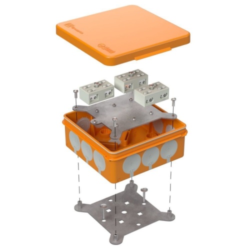 Коробка огнестойкая разветвительная для о/п двухкомпонентная 60-0303-FR6.0-4-6-Р Е15-Е60 RAL2004 100х100х40 (16 шт/кор) Промрукав | код 60-0303-FR6.0-4-6-Р | ПРОМРУКАВ
