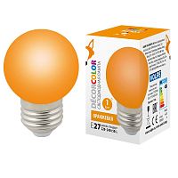 Лампа декоративная светодиодная LED-G45-1W/ORANGE/E27/FR/С Форма шар матовая Цвет оранжевый Картон | код UL-00005650 | Uniel