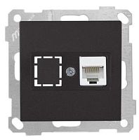 21 - Розетка 1хRJ-45 кат. 5e UTP, черный мат | код 2100-136-0184 | Mutlusan