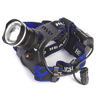 Фонарь аккумуляторный налобный LED5337 3.7В 1LED 5Вт фокус 2 ак. 3 режима USB бокс черн. Ultraflash 15016