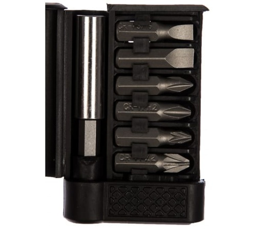 Биты набор 6 шт, CrV 25 мм + адаптер | код 57660 | FIT Биты набор 6 шт, CrV 25 мм + адаптер | код 57660 | FIT