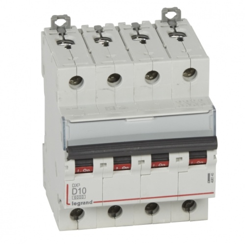 Выключатель автоматический четырехполюсный DX3 6000 10А D 10кА | код. 408145 |  Legrand 