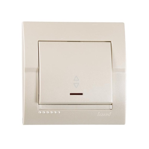 DERIY Выключатель проходной с подсветкой ПБТ жемчужно-белый металлик | код 702-3030-114 | LEZARD