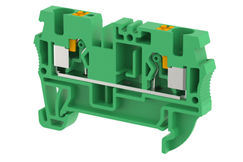 Клемма проходная PUSH-IN 4 мм2, на 2 подключения, зеленая PQ4-GREEN | код 3103010003 | Elmex