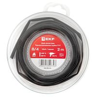 Термоусаживаемая трубка ТУТ нг 8/4 черная ролик 2 м EKF | код tut-8-b-b | EKF