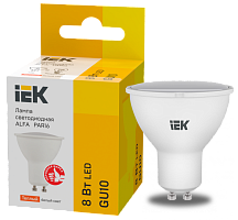 Лампа LED ALFA PAR16 софит 8Вт 230В 3000К GU10 (6шт)IEK | код LLA-PAR16-8-230-3-GU10-6 | IEK