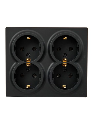 Розетка 4-мест. с заземл. LETO закрытый корпус ПБТ черн. бархат LEZARD 752-4200-127BDP