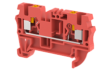 Клемма проходная PUSH-IN 4 мм2, на 2 подключения, красная PQ4-RED | код 3103010002 | Elmex
