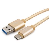 Кабель USB 3.0 Cablexpert CC-P-USBC03Gd-1.8M, AM/Type-C, серия Platinum, длина 1.8м, золотой, нейлоновая оплетка, блистер | код CC-P-USBC03Gd-1.8M | Cablexpert