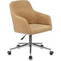 Кресло Бюрократ CH-380SL горчичный Velvet 73 крестов. металл хром | код 1581759 | БЮРОКРАТ