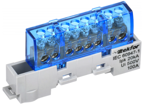 TEKFOR Шина N ноль изолированная на универсальном держателе 6х9-8-С IEK | код TF-NN10-08-KL-K07 | IEK