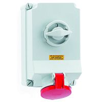 Розетка с блокировкой 63A 4p 400V 6h IP44 260x160 mm 16605 | код 16605 | Bals