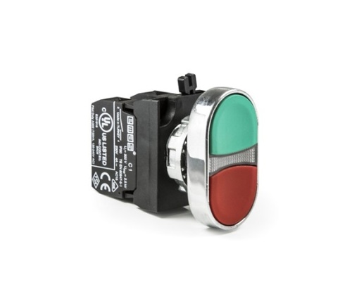 Кнопка сдвоенная красно-зеленая (1НО+1НЗ) (CM) | код CM102K20KY | EMAS Кнопка сдвоенная красно-зеленая (1НО+1НЗ) (CM) | код CM102K20KY | EMAS