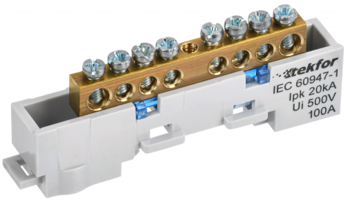 TEKFOR Шина N ноль неизолированная на универсальном держателе 6х9-8-С IEK | код TF-NN10-08-DL-K07 | IEK