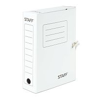 Папка архивная с завязками А4 (325х250 мм), 75 мм, до 700 листов, микрогофрокартон, БЕЛАЯ, STAFF, 128869 | код 128869 | STAFF