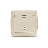 Маргарита выключатель проходной одноклавишный с подсветкой с/у, 10А, 220В, сл.кость (ivory) (еврослот) | код М0125-I | Universal