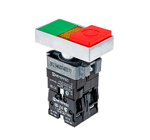 Кнопка двойная с LED подсветкой, 24V AC/DC, красный/зеленый,1NO+1NC, выступающий толкатель, мет. MTB2-BW8461 | код 58229 | MEYERTEC