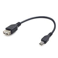 Кабель USB 2.0 OTG Cablexpert A-OTG-AFBM-03 USBAF/MicroBM, 0.15м, удлиненный разъем micro USB - 9мм, пакет | код A-OTG-AFBM-03 | Cablexpert