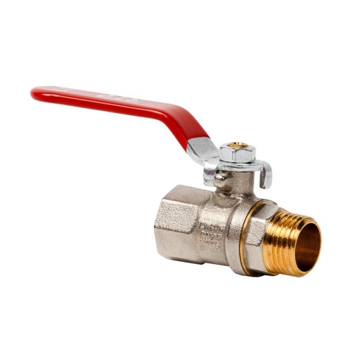 Кран шаровой ручка рычаг латунь внутр./наружн. резьба 1дюйм PN25 никель (инд. упак.) | код 34878 | RTP