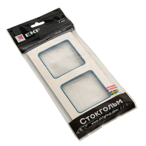 Стокгольм Рамка 2-местная белая с линией цвета синий PROxima | код EXM-G-305-30 | EKF фото 4