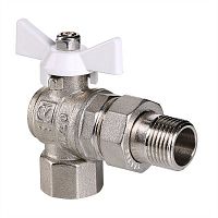 Кран шар. BASE угловой с полусгоном 1/2" вн.-нар. белая рукоятка | код. VT.228.NW.04 | VALTEC