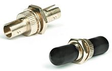 Адаптер оптический проходной ST-ST SM/MM simplex корпус металл черные колпачки, Hyperline FA-S00Z-ST/ST-N/BK-SL | код 243942 | Hyperline