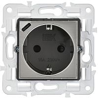 Розетка SKANDY 18Вт 16А с заземл. защ. шторки с USB C SK-R17N никель IEK SK-R14-16-U14-018-K50