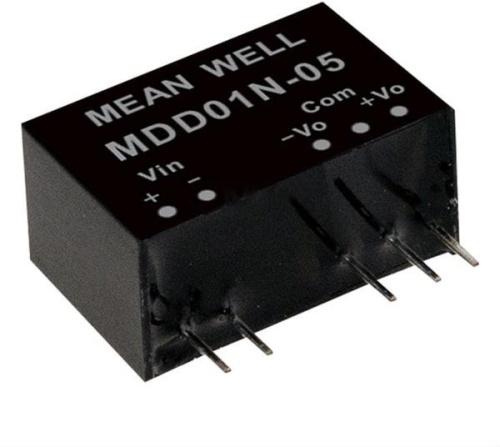 Источник питания DC-DC, 1 Вт, вход 4.5…5.5В, выход ±15В/±34мА, изоляция 6000В DC, SIP7 19.5х9.8х12.5мм, -40...+85С | код MDD01L-15 | MeanWell Источник питания DC-DC, 1 Вт, вход 4.5…5.5В, выход ±15В/±34мА, изоляция 6000В DC, SIP7 19.5х9.8х12.5мм, -40...+85С | код MDD01L-15 | MeanWell