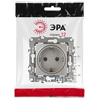 Розетка Серия 12 12-2102-16 , 2P+E Schuko со шторками, 16А-250В, Эра12, титан | код Б0065651 | ЭРА