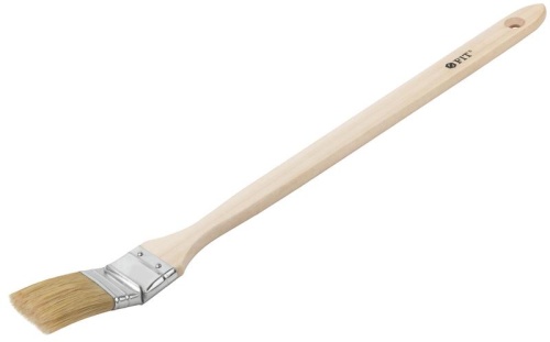 Кисть радиаторная натуральная светлая щетина деревянная ручка 1.5дюйм (38мм) FIT 01214 фото 2
