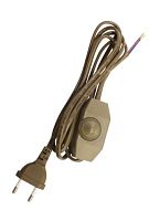 Шнур с плоской вилкой и светорегулятором ШУ05С3 (200Вт, RL) ШВВП 2х0,75мм2 2м. бронза TDM | код SQ1305-0053 | TDM