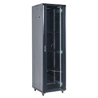 Шкаф напольный 42U 600х600х2054мм стеклянная дверь RAL 9005 черный | код 04-4266-212 | REXANT