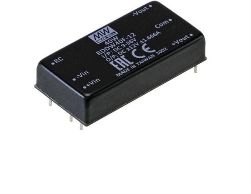 Источник питания DC-DC, 40Вт, вход 48В (18…75В) DC, потребление без/под нагр. 15мА/1000мА, выход ±12В/0...±1666мА, КПД 90%, ёмкостная нагр. макс. 2600мкф, изоляция 1600В DC, в корпусе 50,8х25,4х10,5мм, -40…+90С | код RDDW40G-12 | MeanWell С Источник питания DC-DC, 40Вт, вход 48В (18…75В) DC, потребление без/под нагр. 15мА/1000мА, выход ±12В/0...±1666мА, КПД 90%, ёмкостная нагр. макс. 2600мкф, изоляция 1600В DC, в корпусе 50,8х25,4х10,5мм, -40…+90С | код RDDW40G-12 | MeanWell С