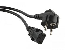 Кабель питания компьютера (Schuko+C13) (3x0.75) 10A угловая вилка 0.5м цвет черный, Hyperline PWC-IEC13-SHM-0.5-BK | код 39341 | Hyperline