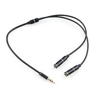 Кабель аудио разветвитель Cablexpert CCAB-02-35MY-0.2MB. 3.5 джек (M)/2х 3.5 джек (F), черный, 0.2м, блистер | код CCAB-02-35MY-0.2MB | Cablexpert