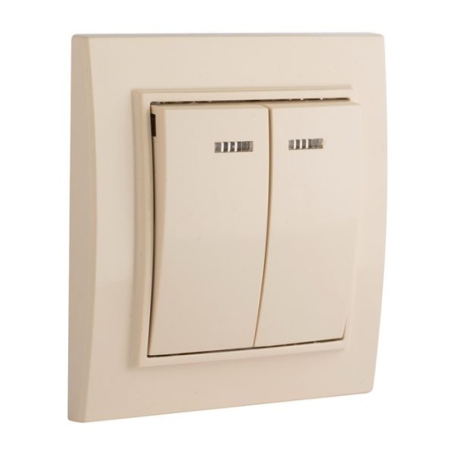 Выключатель 2-кл, СП, Минск, с индикатором 10А, бежевый | код ERV10-123-20 | EKF фото 3