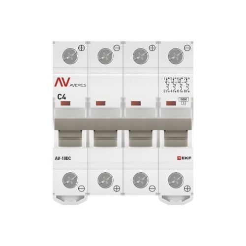 Выключатель автоматический AV-10 DC 4P 4A (C) 10kA EKF AVERES | код mcb10-DC-4-04C-av | EKF фото 5