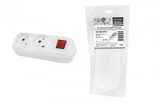 Колодка розеточная 2 гнезда 2П+3 c выключателем 16А 250В белая серии Народная | код SQ1806-0415 | TDM НАРОДНЫЙ