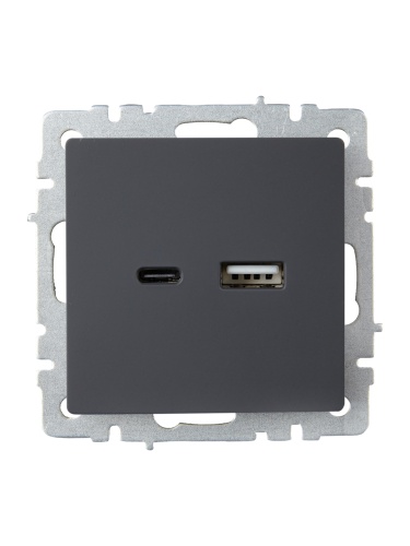BRITE Роз. USB A+C 18Вт РЮ11-1-БрГ граф. IEK | код BR-U22-018-K53 | IEK фото 7