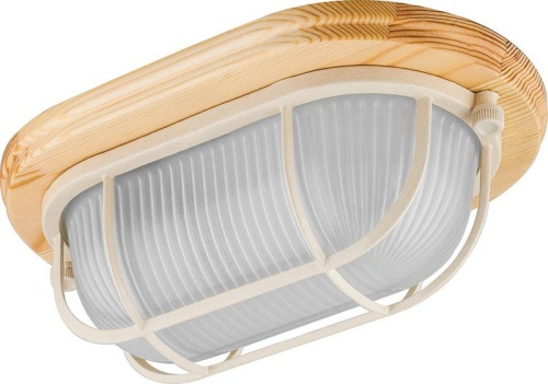 Светильник НБО-04-60-012 Е27 овал с решеткой дерево клен IP54 | код 11572 | Feron