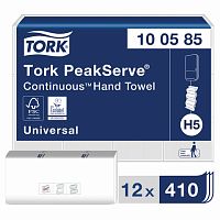 Полотенца бумажные 410 шт., TORK (Система H5) PeakServe, Universal, КОМПЛЕКТ 12 шт., 22,5x20 см, W, 100585 | код 129996 | TORK