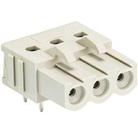 Розеточный разъем, горизонтальный, на плату, шаг 5,08 мм, 5 полюсов, фиксация на плате пайкой, 690V, 12А, без маркировки, цвет: серый, серия 8213 BL W | код 25.343.3553.0 | Wieland