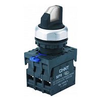 Переключатель подсвет. NP8-10XD/211, 2 полож. фикс., белый, AC110-230В(LED), 1НО+1НЗ, IP65 (R) | код 667617 | CHINT