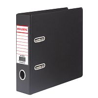 Папка-регистратор МАЛЫЙ ФОРМАТ (148х210 мм), А5, 70 мм, ВЕРТИКАЛЬНАЯ, двухстороннее покрытие, ПВХ, черная, BRAUBERG, 223188 | код 223188 | BRAUBERG