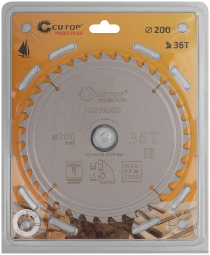Диск пильный по дереву с тефлоновым покрытием 36Т, Profi plus, 200x1,5/2,2x32/30/25,4/20 мм | код 75-20036Т | FIT фото 2