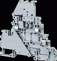 Клемма двухъярусная с держателем предохранителя CYDLF4L6-60V /6x94,5mm, винтовая, 4 присоед., 4(max 6)mm2, 10/32A, 500V, LED 6-60V, серая | код CYDLF4L6-60V | Connectwell