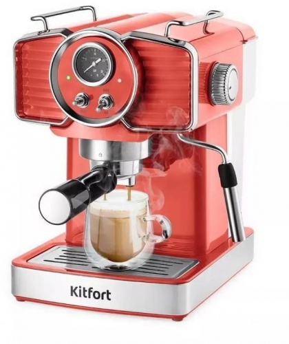Кофеварка рожковая Kitfort КТ-7125-1 1465Вт красный | код 1984845 | KITFORT