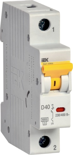 Автоматический выключатель ВА47-60МА без теплового расцепителя 1P 40А 6кА D | код MVA33-1-040-D | IEK 