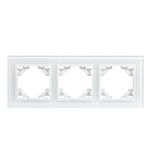 Минск Рамка 3-местная стеклянная белая Basic | код ERM-G-403-10 | EKF фото 2